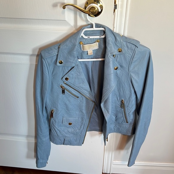 Light blue motorcycle style Jacket by Michael Kors - Picture 1 of 2